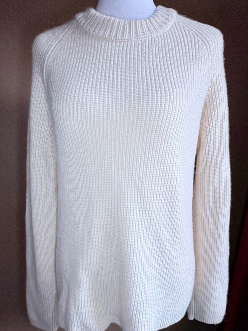 Quince 100% Mongolian Cashmere Fisherman Crewneck Sweater Ivory Size M